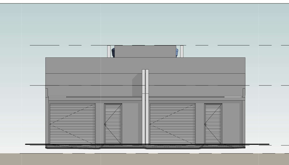 Fachada frontal do conjunto de casas geminadas do projeto GM-90